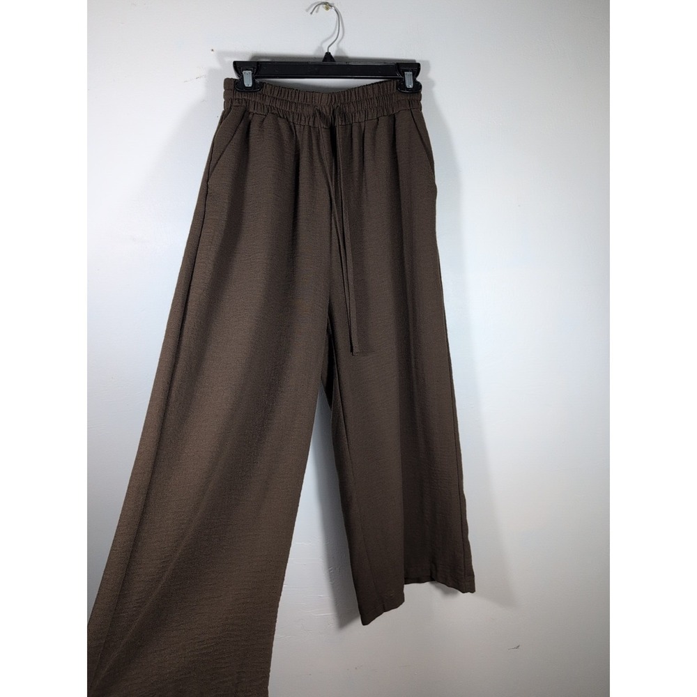 Zenana Large Brown Wide Leg Pants - Picture 1 of 7